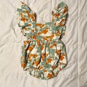 Kate Quinn 2T frilly romper with clementine design